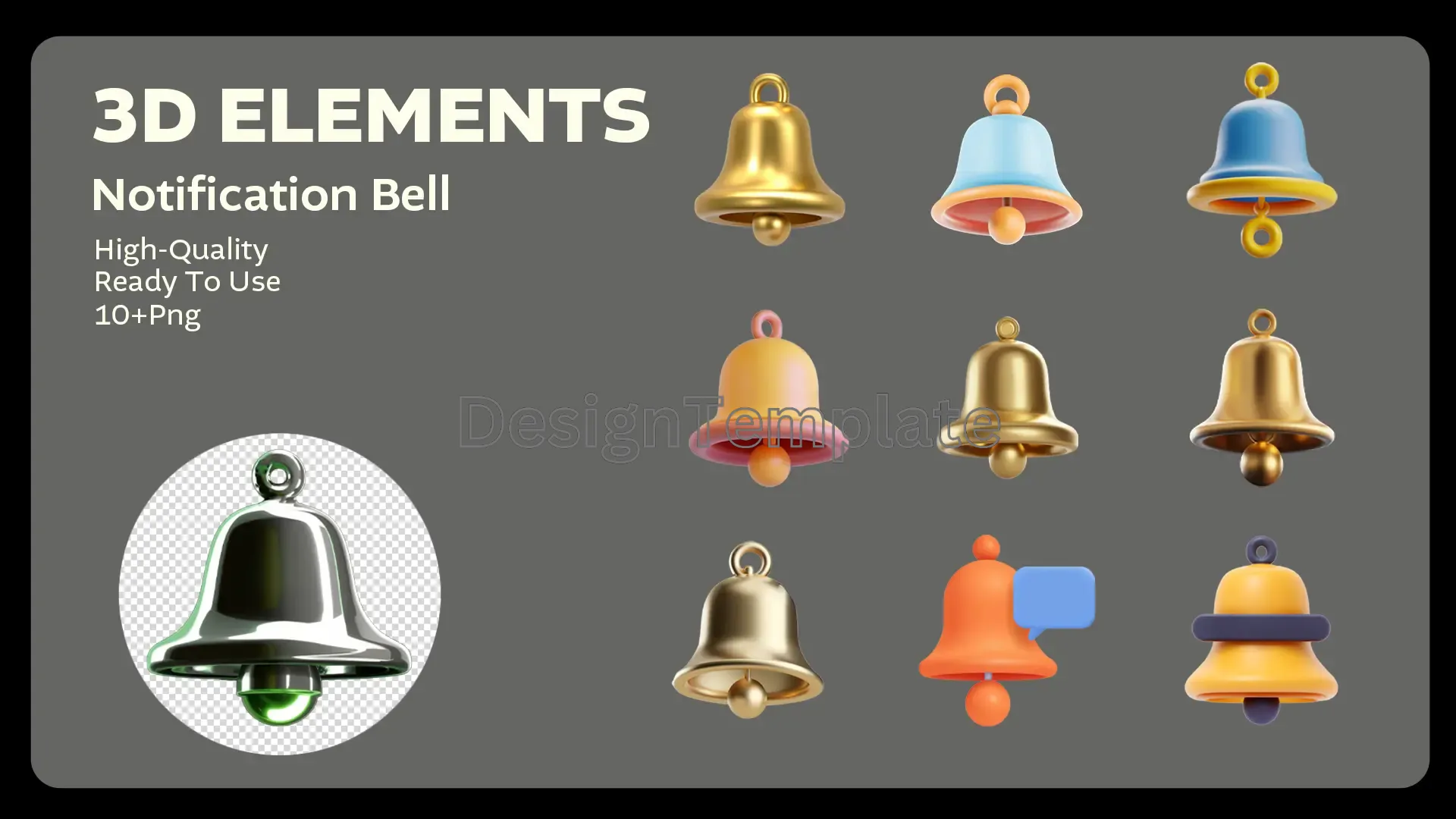 Notification Essentials Exquisite Bell 3D Graphics Set